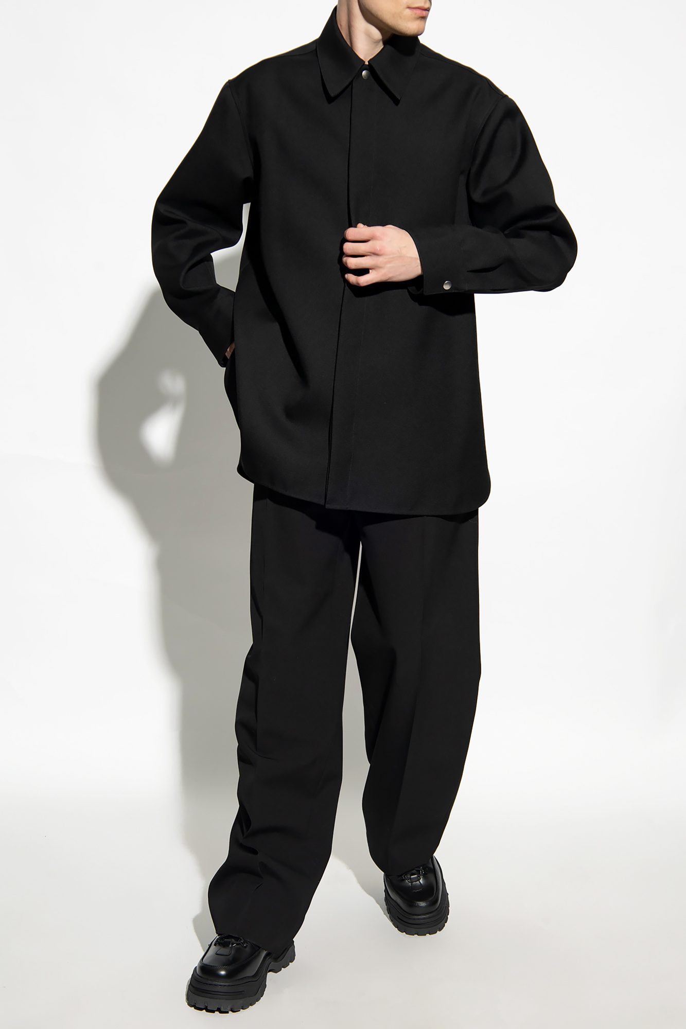 ジャケット Jil Sander SS25 Black wool jacket (J02BN0199J40035 001) Jil Sander/J+ Uniqlo NWT Black Wool Blend Minimalist